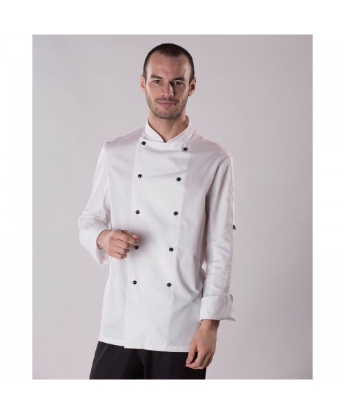 Plain chef's jacket Long sleeve chef's jacket with removable studs (DD20) Dennys LONDON 200 GSM